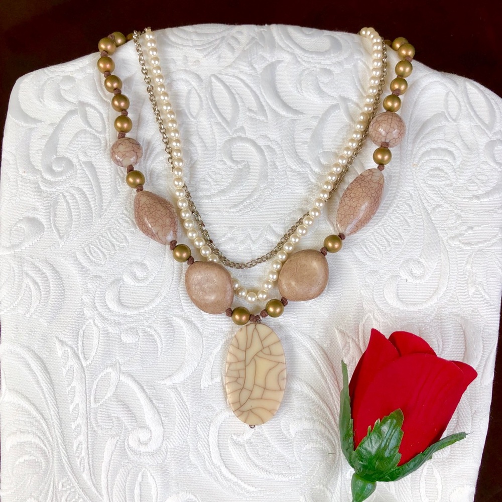Classic Pearl Stone Layered Necklace